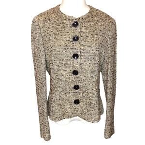 Carlisle Size 8 Wool/Silk Blend Brown Nubby Tweed Fitted Blazer Classic